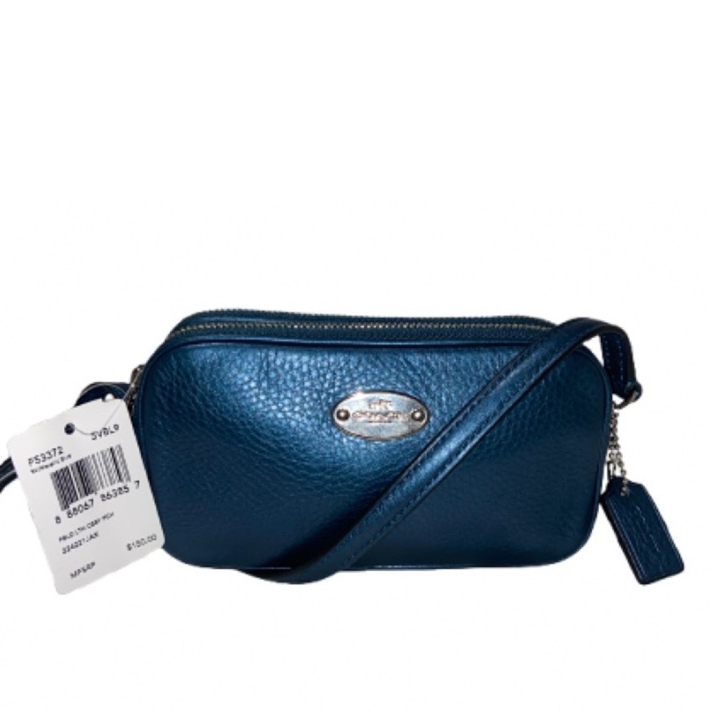 Coach Nwt Teal Leather Mini Crossbody Bag - Picture 3 of 6